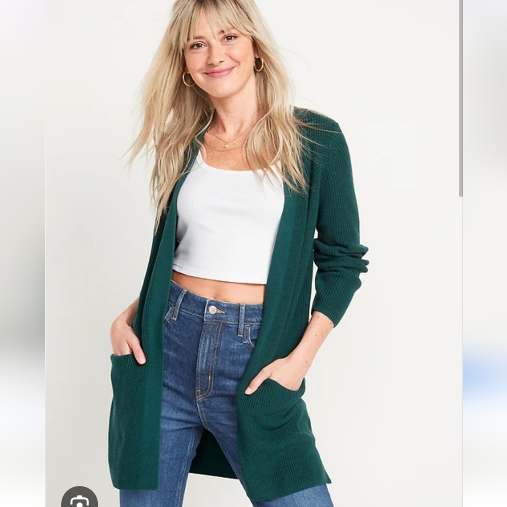 Old Navy Hunter Green Long Pocket Cardigan